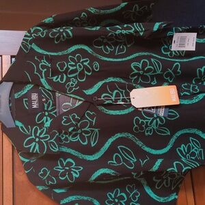 Malibu Men's Black and Green Floral Shirt. S.  SALE Sunday